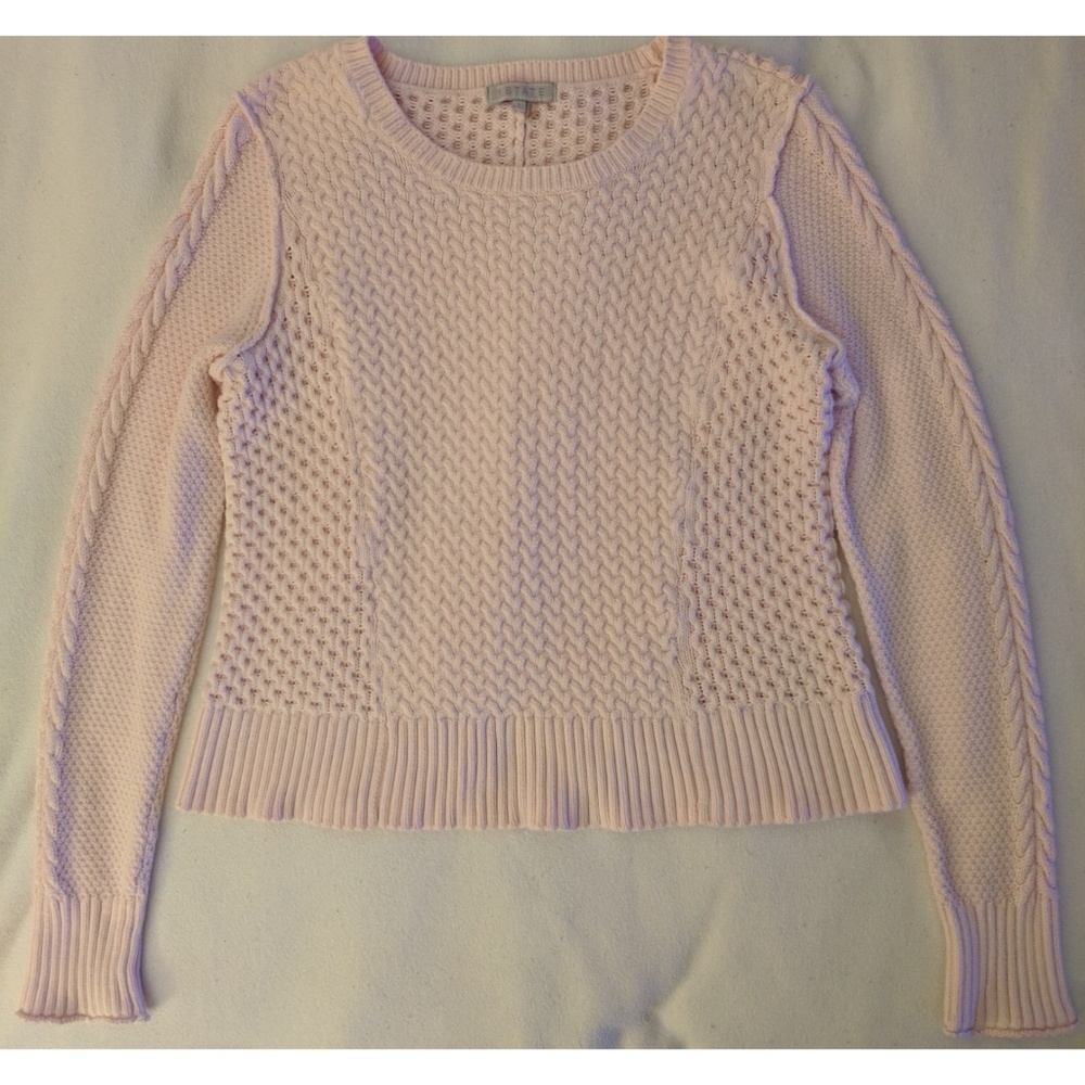 1. State Pink Cable Knit Sweater with Back Pleat